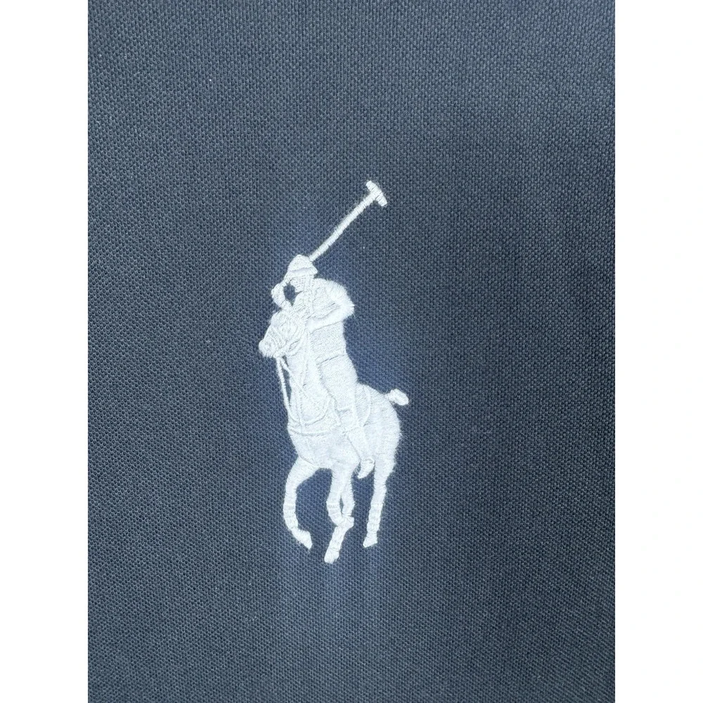 POLO RALPH LAUREN MEN'S BIG PONY POLO SHIRT XXL BLACK, WHITE NUMBER 3 MESH PIQUE